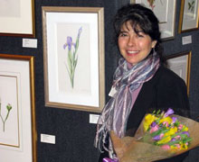 Artist Reception: Victoria with her piece: “Dutch Irises”